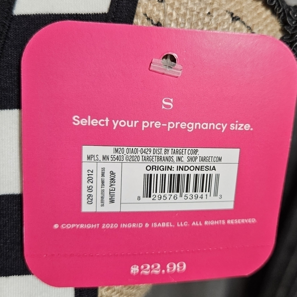 Isabel Maternity Black & White Striped Sleeveless Dress Size S - Picture 5 of 8